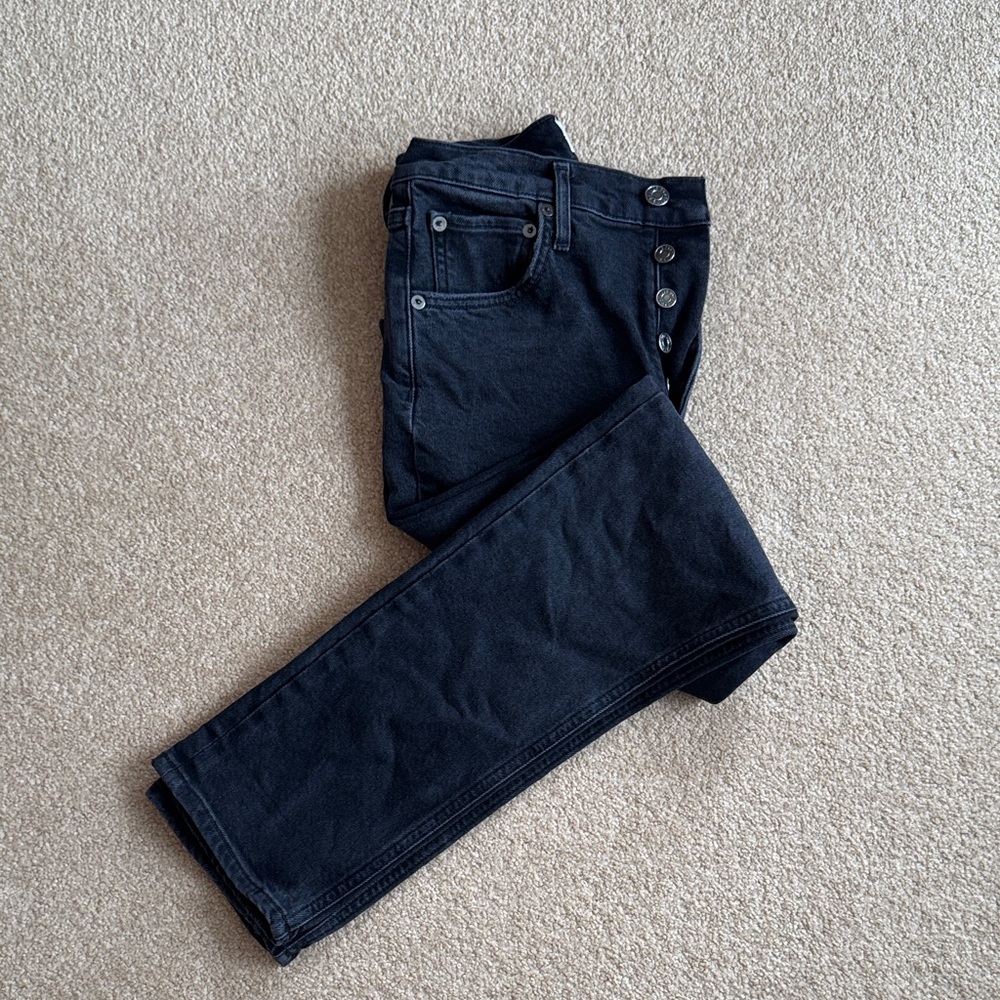 Agolde Black Riley Cropped High Rise Jeans